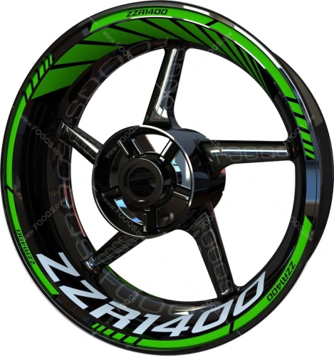 Kawasaki ZZR 1400 green motorcycle wheel rim stickers fooqs