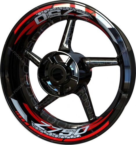 Kawasaki Z 750 red motorcycle wheel rim stickers fooqs