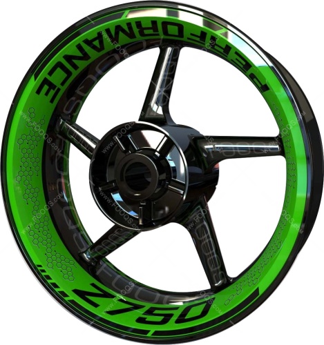 Kawasaki Z 750 Performance green motorcycle wheel rim stickers fooqs