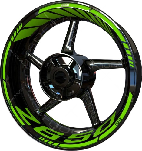 Kawasaki Z 650 green 6 motorcycle wheel rim stickers fooqs