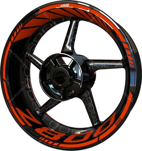 Kawasaki Z 800 orange 3 motorcycle wheel rim stickers fooqs