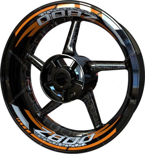 Kawasaki Z 800 orange 2 motorcycle wheel rim stickers fooqs