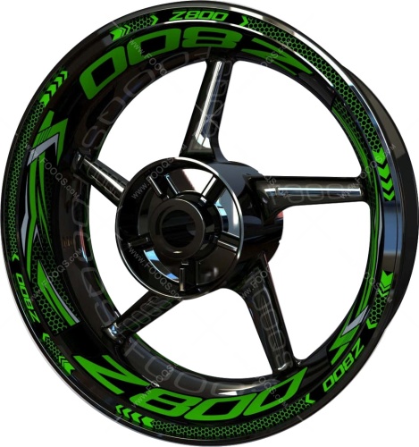 Kawasaki Z 800 green 3 motorcycle wheel rim stickers fooqs
