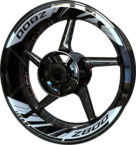 Kawasaki Z 800 white motorcycle wheel rim stickers fooqs