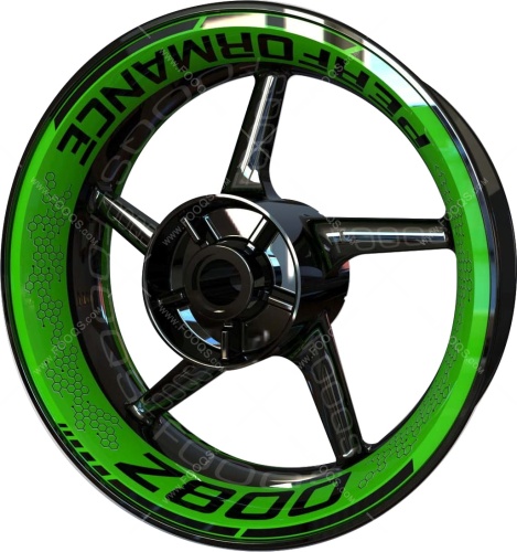 Kawasaki Z 800 Performance green motorcycle wheel rim stickers fooqs