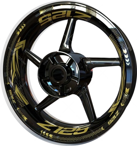 Kawasaki Z 125 gold motorcycle wheel rim stickers fooqs