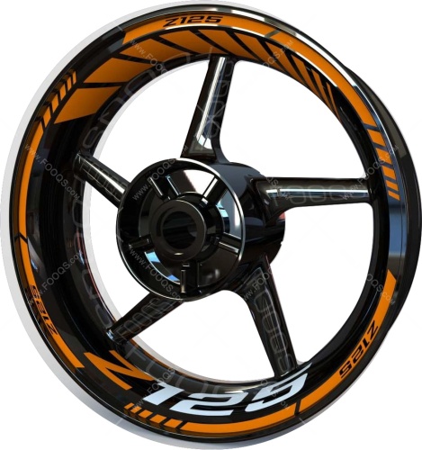 Kawasaki Z 125 orange motorcycle wheel rim stickers fooqs