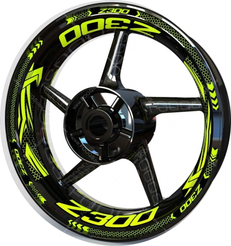 Kawasaki Z 300 fluo motorcycle wheel rim stickers fooqs