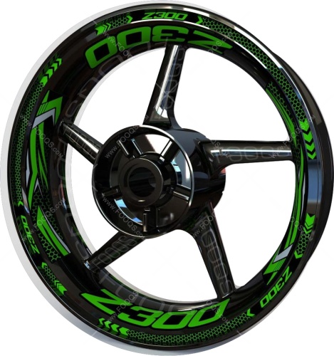 Kawasaki Z 300 green motorcycle wheel rim stickers fooqs