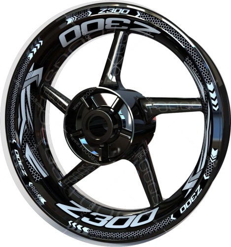 Kawasaki Z 300 white motorcycle wheel rim stickers fooqs