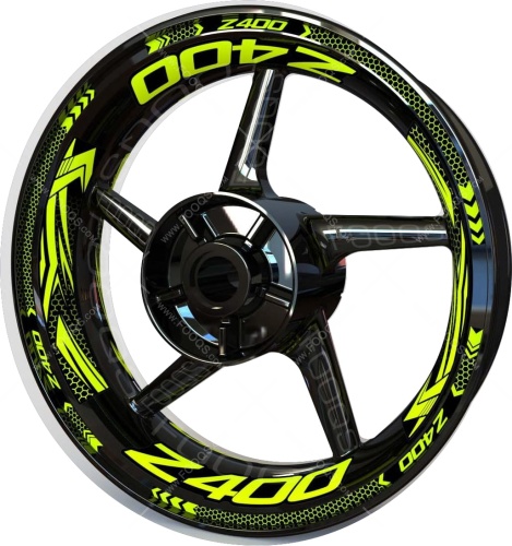 Kawasaki Z 400 fluo 2 motorcycle wheel rim stickers fooqs