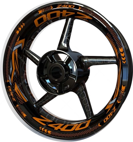 Kawasaki Z 400 orange 2 motorcycle wheel rim stickers fooqs