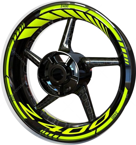 Kawasaki Z 400 fluo motorcycle wheel rim stickers fooqs