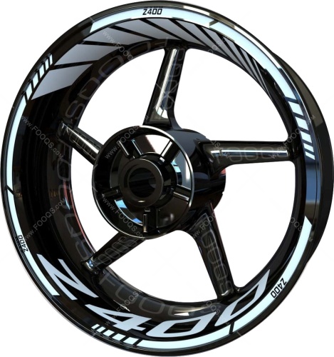 Kawasaki Z 400 white motorcycle wheel rim stickers fooqs