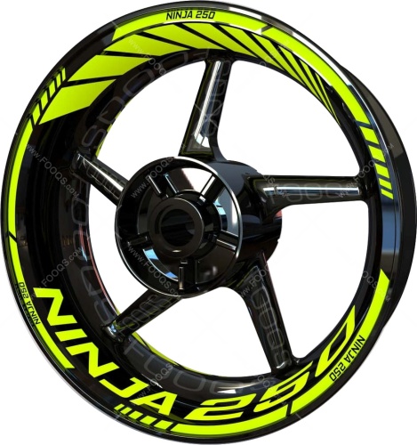 Kawasaki Ninja 250 fluo motorcycle wheel rim stickers fooqs
