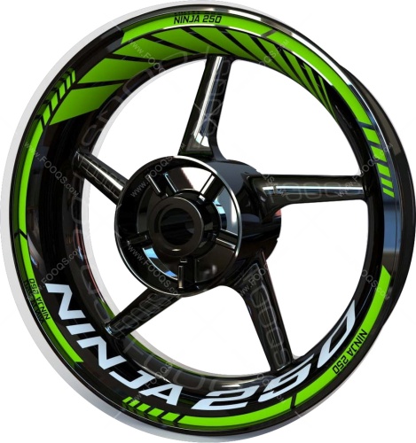 Kawasaki Ninja 250 green motorcycle wheel rim stickers fooqs