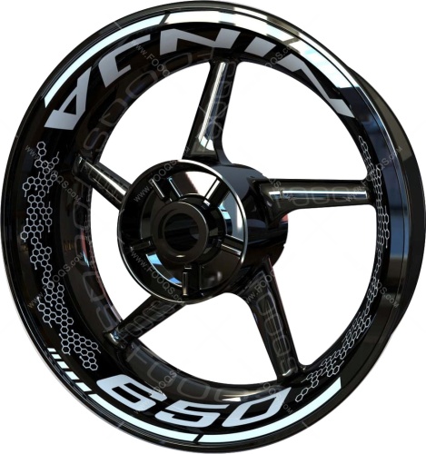Kawasaki Ninja 650 black white motorcycle wheel rim stickers fooqs