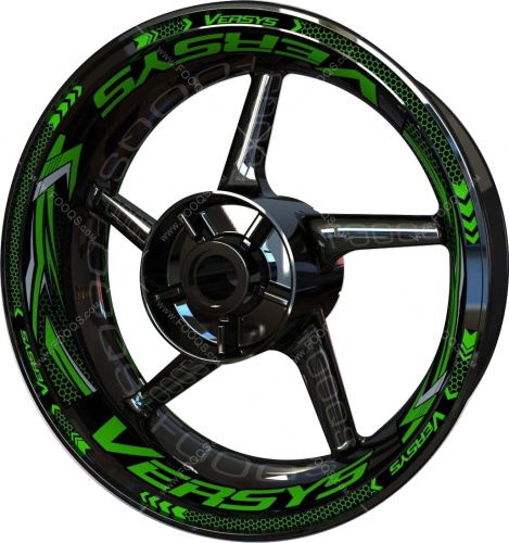 Kawasaki Versys 650 green motorcycle wheel rim stickers fooqs