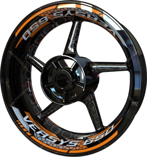 Kawasaki Versys 650 orange motorcycle wheel rim stickers fooqs