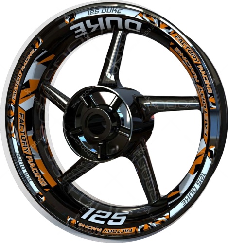 KTM 125 Duke orange silver motorcycle wheel rim stickers fooqs