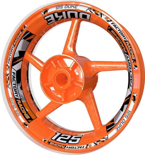 KTM 125 Duke silver black orange motorcycle wheel rim stickers fooqs