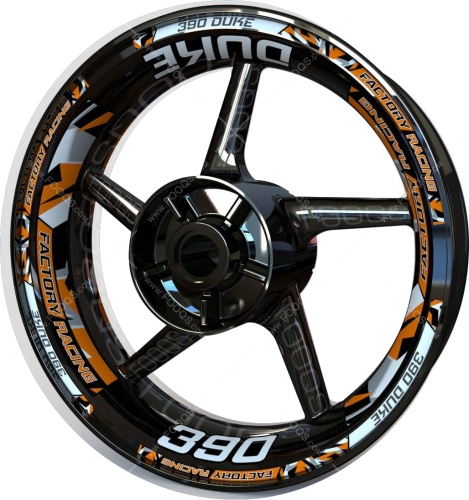 KTM 390 Duke orange silver motorcycle wheel rim stickers fooqs