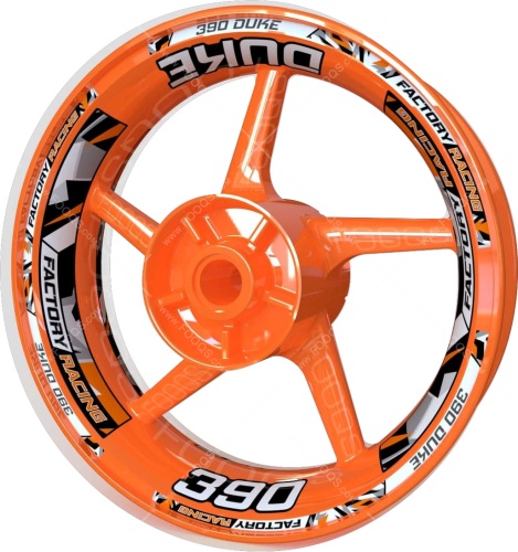 KTM 390 Duke silver orange motorcycle wheel rim stickers fooqs