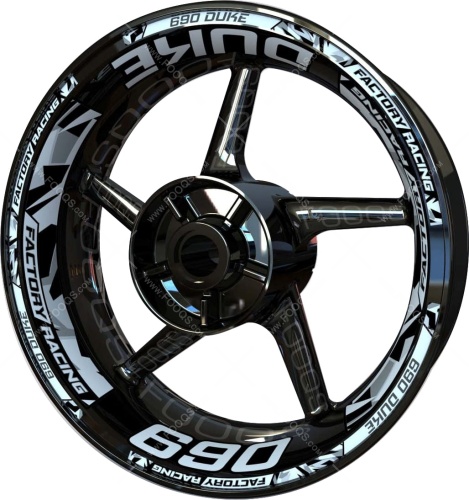 KTM 690 Duke black white motorcycle wheel rim stickers fooqs