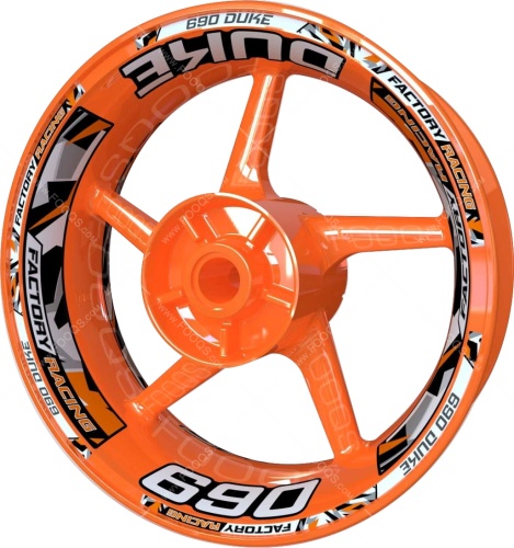 KTM 690 Duke silver orange motorcycle wheel rim stickers fooqs