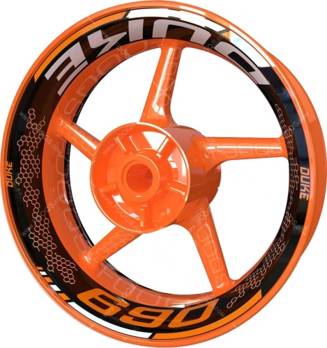 KTM 690 Duke orange white 2 motorcycle wheel rim stickers fooqs