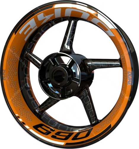 KTM 690 Duke orange white motorcycle wheel rim stickers fooqs