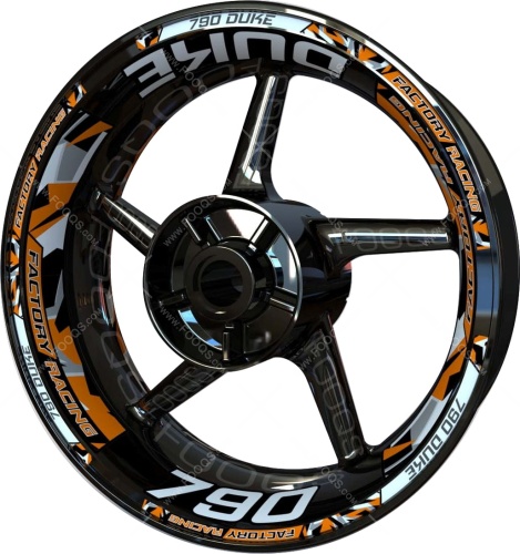 KTM 790 Duke silver black orange motorcycle wheel rim stickers fooqs