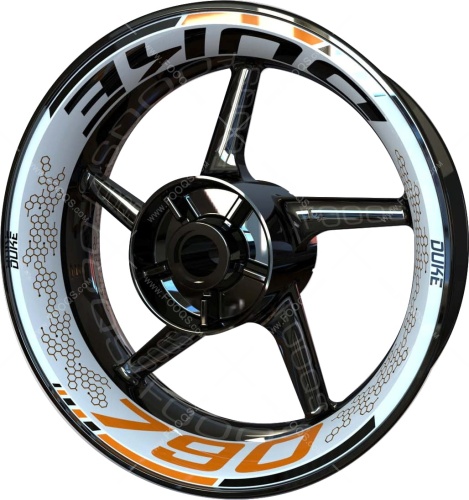 KTM 790 Duke white orange motorcycle wheel rim stickers fooqs