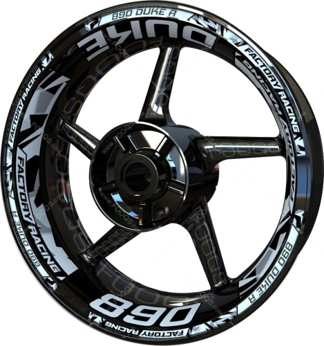 KTM 890 Duke black white motorcycle wheel rim stickers fooqs