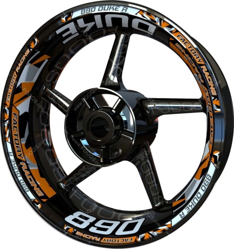 KTM 890 Duke silver orange motorcycle wheel rim stickers fooqs