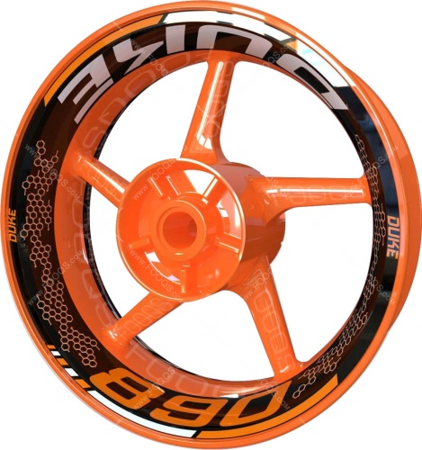 KTM 890 Duke orange 2 motorcycle wheel rim stickers fooqs