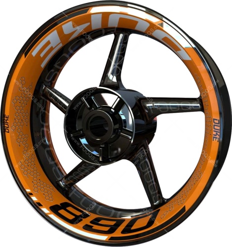 KTM 890 Duke orange white motorcycle wheel rim stickers fooqs