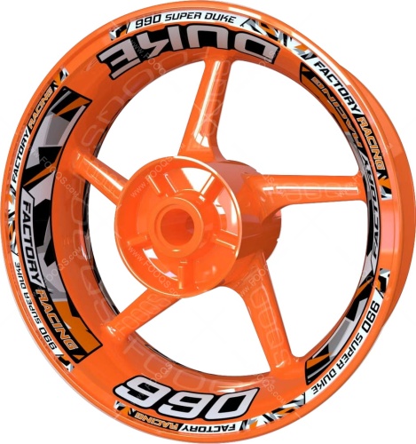 KTM 990 Superduke silver orange 2 motorcycle wheel rim stickers fooqs