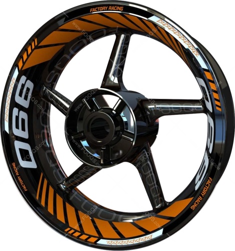 KTM 990 orange white motorcycle wheel rim stickers fooqs