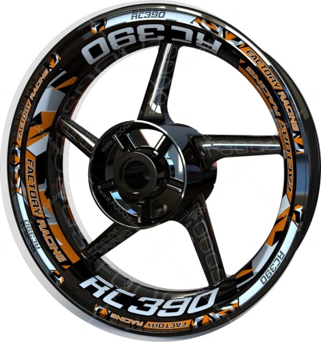 KTM RC 125 silver orange black motorcycle wheel rim stickers fooqs