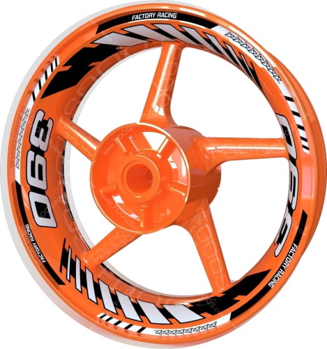 KTM 390 black white motorcycle wheel rim stickers fooqs