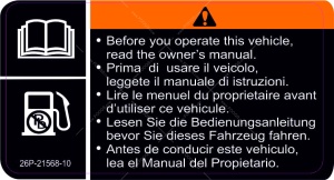 Adesivo di servizio Yamaha 008 26P 21658 10