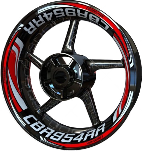 Honda CBR 954 RR white red motorcycle wheel rim stickers fooqs