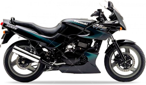 Kawasaki gpz 500 s 1998 2001 black green fooqs naklejki motodecals stickers aftermarket nalepky