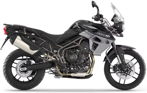 Triumph Tiger 800 XR 2017 black naklejki fooqs naklejki stickers decals aufkleber oem paint parts color code adesivi adesivo autocollants