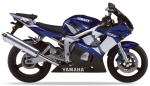 Yamaha YZF R6 2002 bleu 5MTB noir RJ03 autocollants