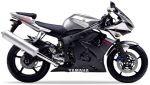 Yamaha YZF R6 2003 argent 3 RJ05 autocollants