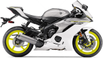 Yamaha YZF R6 2017 argent blanc 2 RJ27 autocollants