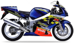 Suzuki GSX-R 600 2002 blu YC2 Telefonica movistar replica adesivi