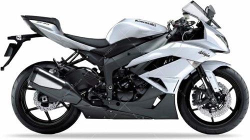 Kawasaki ZX 6R 2009 - 2010 blanc 25Y autocollants Fooqs.com
